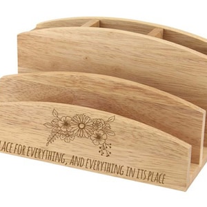 Organizador de cartas de escritorio familiar de madera con estilo