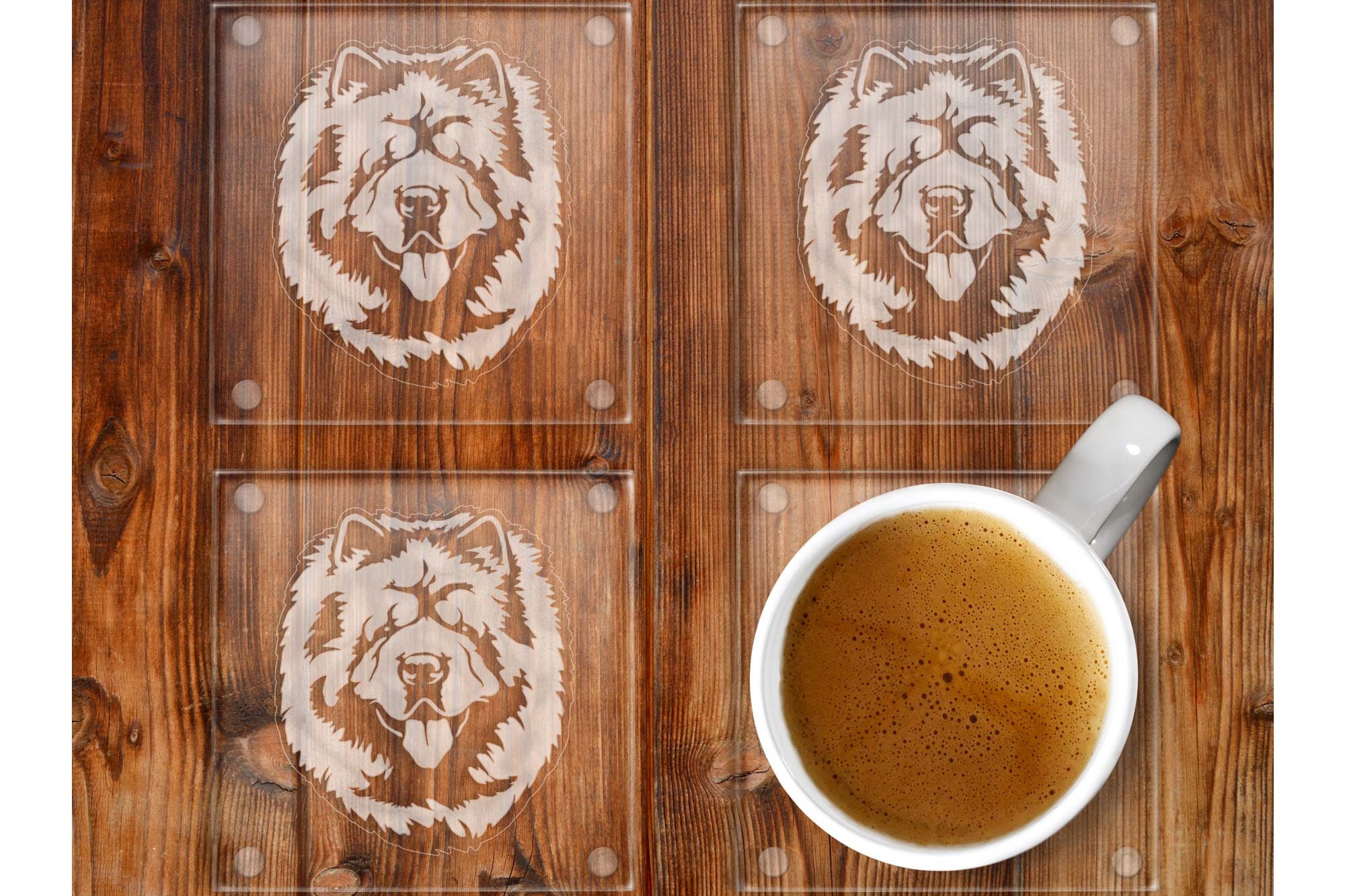 Chow Chow Glass Drinks Coasters Set of 4