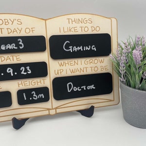 First Day of School Book Sign, Personalised Starting School Sign, Back To School Sign, Chalkboard Nursery Preschool Keepsake, Primary