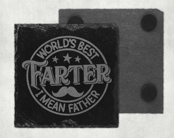 Worlds Best Farter - Father&#39;s Day Square Slate Drinks Coaster Gift Personalisation Available