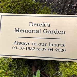 Personalised, Brushed Brass Effect, Acrylic, Memorial, Plaque, Remembrance Display