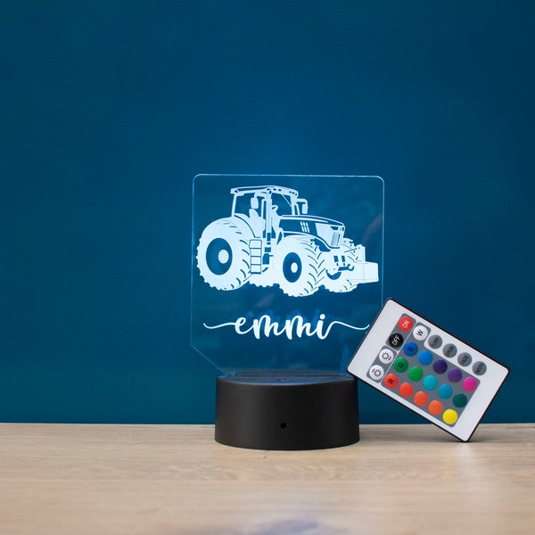 Veilleuse LED personnalisée pour tracteur pour enfants avec télécommande