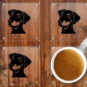 Doberman Glass Drinks Coasters Set of 4