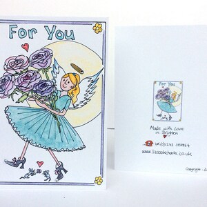Tarjeta benéfica J. "Rose Angel" (Turquesa)