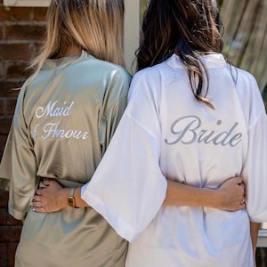 Bridal Robes Sage green embroidered bridal robes /Bridesmaid Robes/Bridal Robe/Bride Robe/Bridal Party Robes/Bridesmaid Gifts/Satin Robe/ image 1