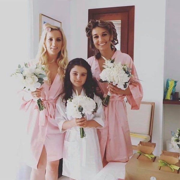 Baby pink bridesmaids /Bridesmaid Robes/Bridal Robe/Bride Robe/Bridal Party Robes/Bridesmaid Gifts/Satin Robe/
