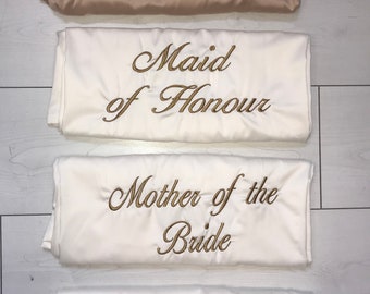 Bridal Robes- Ivory Embroidered Bridal Robes/Bridesmaid Robes/Bridal Robe/Bride Robe/Bridal Party Robes/Bridesmaid Gifts/Satin Robe/