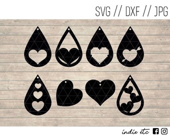 Heart Earrings Svg Etsy