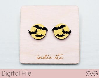 Moon Bats Earring SVG Digital File (Stud Laser Cut File)