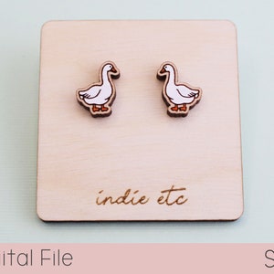 Goose Earring SVG Digital File Stud Laser Cut File image 1