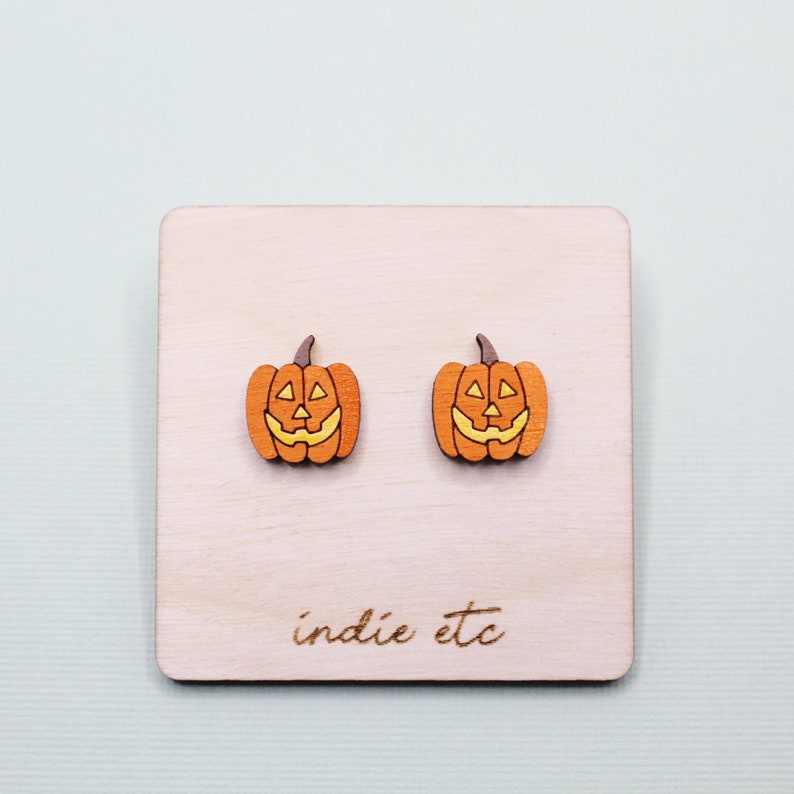 Jack O Lantern Earring SVG Digital File Stud Laser Cut File image 2