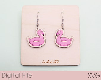 Flamingo Pool Float Earring SVG Digital File (Dangle Laser Cut File)