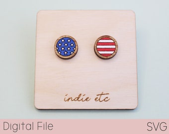 American Flag Earring SVG Digital File (Stud Laser Cut File)