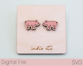 Pig Earring SVG Digital File (Stud Laser Cut File)