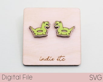 Dinosaur Pool Floatie Earring SVG Digital File (Stud Laser Cut File)