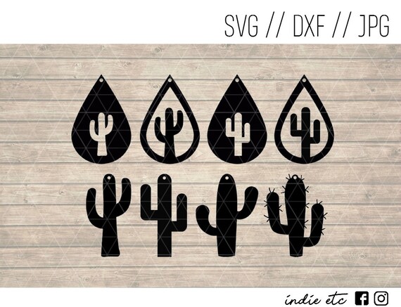 Download Free Cactus Earrings Digital Art File Svg Dxf Jpeg Perfect For Etsy SVG Cut Files