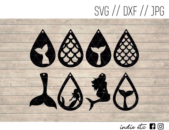 Download Mermaid Earrings Digital Art File Svg Dxf Jpeg Perfect For Etsy