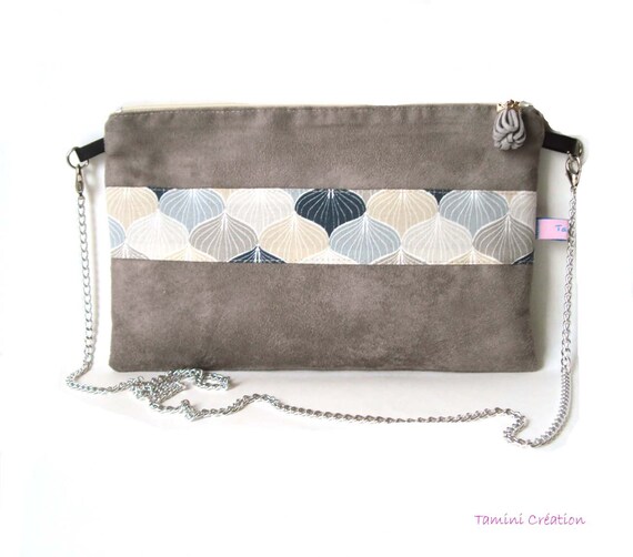 grey suede evening bag