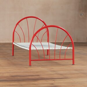1980s Red Metal Bed Frame Single Post Modern Bauhaus Etsy Canada