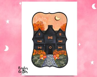 Salem Witch House Print/Salem Witch house gouache painting PRINT/ Victorian witch house/ Salem Print