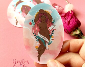 Celestial black goddess Matte sticker/Body positive sticker/ dreadlock goddess sticker/I'm enough sticker/feminist art