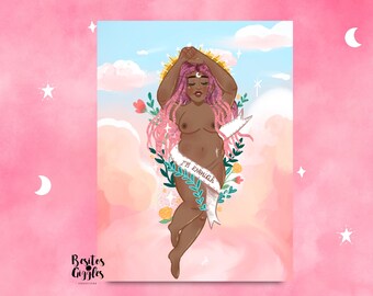 Celestial black goddess Print/Body positive print/ dreadlock goddess print/I'm enough print/feminist art