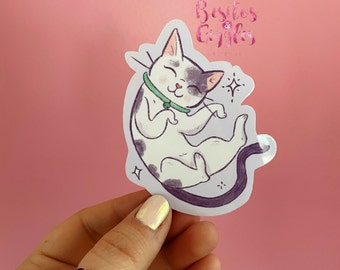 Kitty forbidden belly rubs glossy sticker/ belly cat sticker/cat sticker
