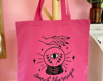 Search the magic crystal ball evil eye tote bag/ witchy eco market bag