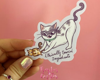 Naughty ninja kitty cat glossy sticker