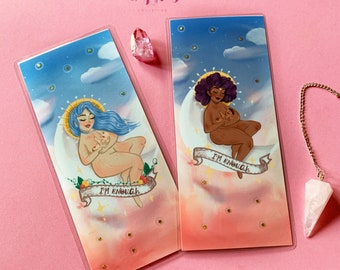 Celestial mama starry sky bookmark/Body positive bookmark/ black Latina afro mom bookmark/I'm enough bookmark/feminist art/moon bookmark