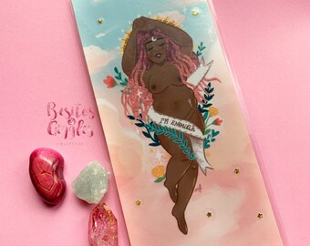 Celestial black goddess Starry sky bookmark/Body positive bookmark/ dreadlock goddess bookmark/I'm enough bookmark/feminist art