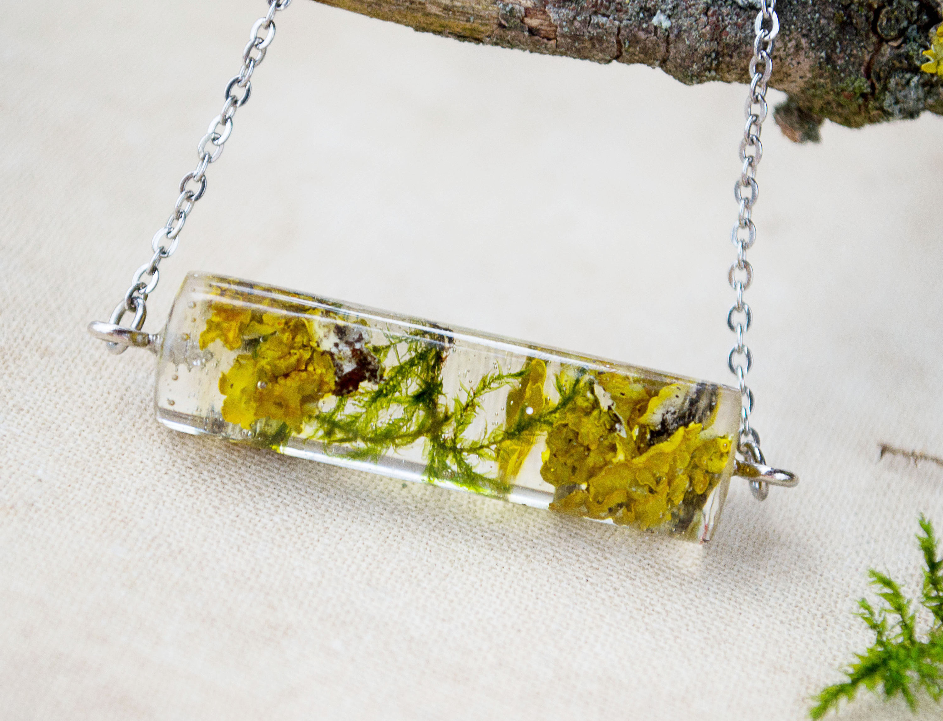 Terrarium jewelry Resin jewelry Crystal necklace Resin moss Etsy