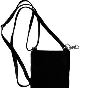 Cell phone bag; Crossbody bag; Cell phone purse; Crossbody purse; Black canvas fabric; Free shipping; Handmade in the USA. image 4