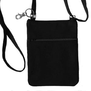 Cell phone bag; Crossbody bag; Cell phone purse; Crossbody purse; Black canvas fabric; Free shipping; Handmade in the USA. image 1