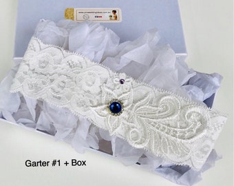 Lace Garter with Diamantes and Floral Lace, Bride Garter, Garters for Wedding, Toss garter, Keepsake garter, Tossing garter, (Ref: #1)