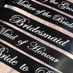 Black Hen Party Sashes, off White Lettering, Hens party, Bridal Shower, Bachelorette Night, Hen night, Bachelorette party, Sashes hen do image 1