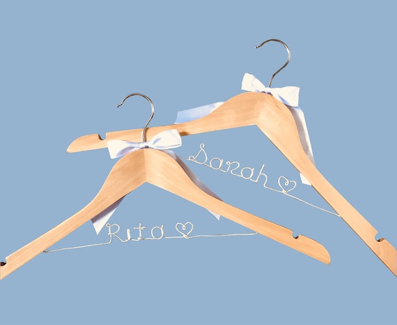 2 Pcs Set Personalised Wedding Dress Coat Hanger Name Name Etsy