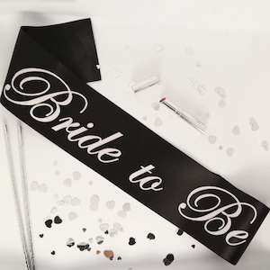 Bride to Be Sash, Black with White text, Hen Party, Bridal Shower, Bachelorette Night, Hens party, Hen night sashes, hens night, Hen do gift