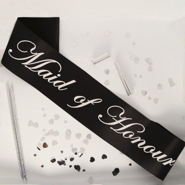 Maid of Honour Sash, Black with off White text, Hen Party, Bridal Shower, Hens party, Hen night sashes, hens night, Hen do gift, gift ideas