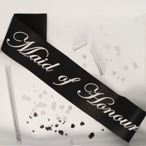 Black Hen Party Sashes, off White Lettering, Hens party, Bridal Shower, Bachelorette Night, Hen night, Bachelorette party, Sashes hen do Maid of Honour