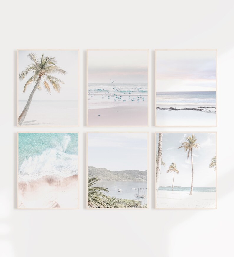 Wall Art Set of 6 Prints Beach Wall Decor Beach Wall Art Set Etsy