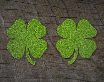 Shamrock Pair Iron-On Transfer Set -  Heat Transfer Vinyl Decal- Four Leaf Clover