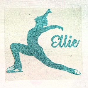 Figure Skating Iron-On Transfer - Personalized Ice Skater in a Lunge Vinyl Decal