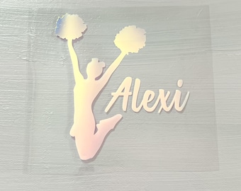 Personalized Cheerleader Iron-On Transfer | Spirit Wear, Gym Bag, T-shirt Heat Transfer Vinyl | Jump with Pom Poms