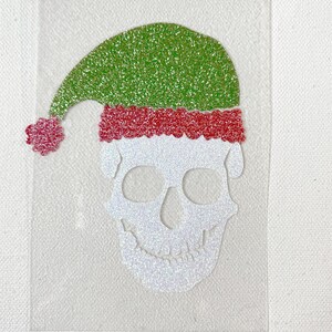 Santa Schädel Bügelbild - Gothic Heat Transfer Vinyl Aufkleber für Weihnachten und Feiertage