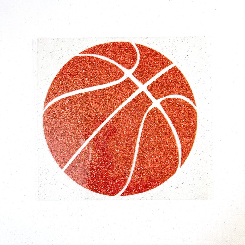 Iron on vinyl basketball shown in glitter sport orange