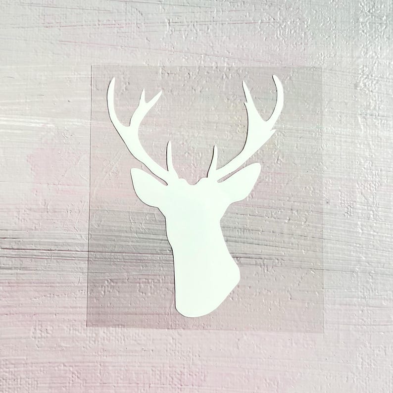 Opstrijktransfer hert | Vinylsticker met warmteoverdracht voor huisdecoratie, shirts, kousen | Herten, landelijke kerst Wit