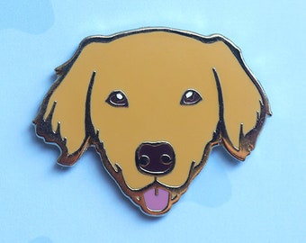 Golden Retriever Hard Enamel Good Dog Dogs Pin, Metal Badge, Pet Lover Gift 3 CM / 1.25" Gold Plating, Brooch