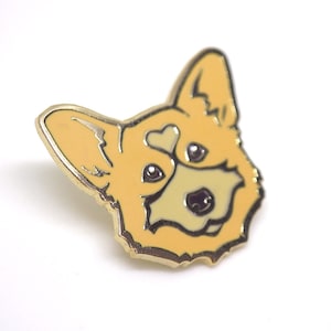 Corgi Pembroke Welsh Hard Enamel Good Dog Pin, Metal Badge, Pet Lover Gift 3 CM / 1.25 Gold Plating, Brooch image 1