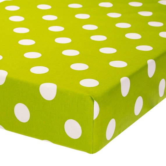 Fully Elastic Fitted Crib Sheet Green With Large White Dots Etsy